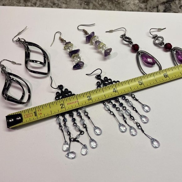 Lot Of 4 Costume Pierced Earrings Dangle - Some Bead - Picture 7 of 12